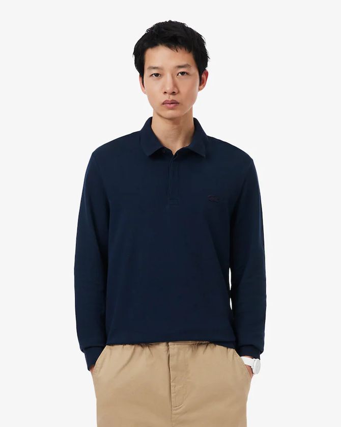 Lacoste PH2481-52 Men's Long Sleeve Regular Fit Paris Stretch Piqué Polo