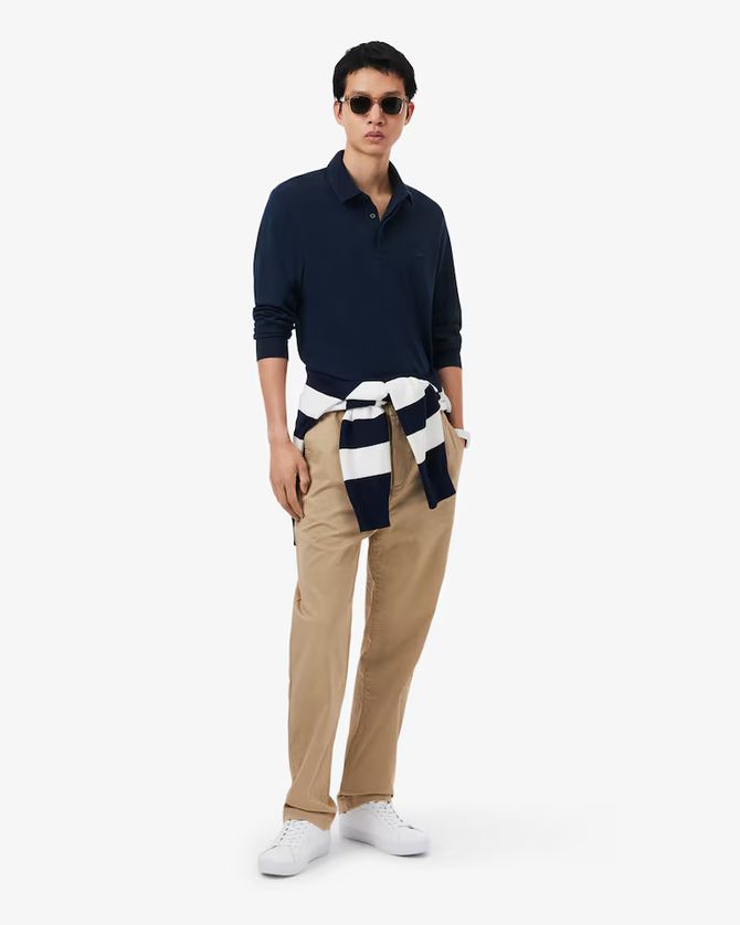 Lacoste PH2481-52 Men's Long Sleeve Regular Fit Paris Stretch Piqué Polo