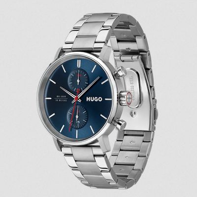 Hugo 1530467 Men's Silver Steel Strap & Blue Dial Multi-Function Watch