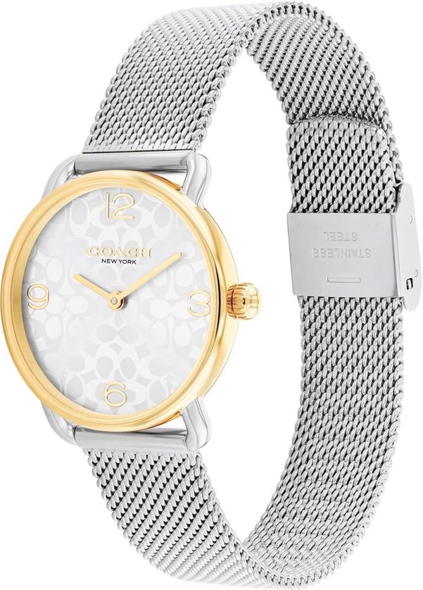Coach 14000115 Women's Elliot S.Steel Mesh Strap Watch & Padlock Pendant Link Bracelet Gift Set 2PC