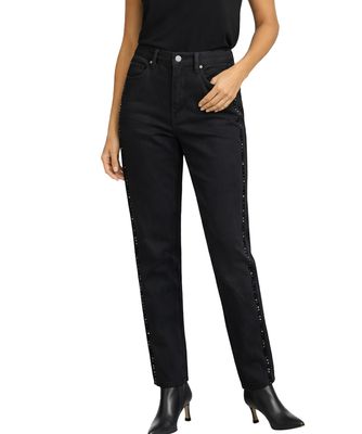 Orly 262167 Women's Rhinestone Detail Straight Leg Jeans/BLACK