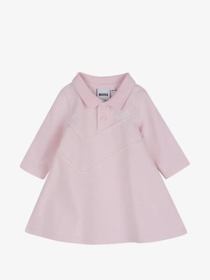 Boss J53326 Baby Girl's LS Pique Polo Dress/BABY PINK