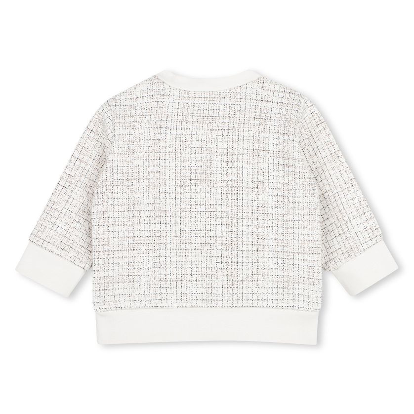 Boss J53496 Boy's Junior Long Sleeve Micro Check Sweatshirt – Ivory