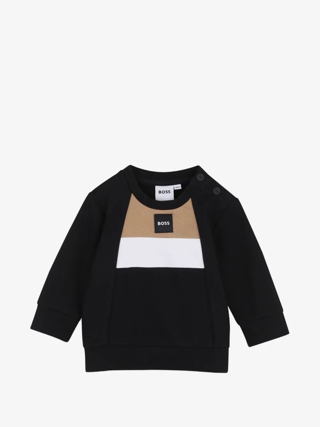 Boss J53308 Baby Boy's Colour Block Sweatshirt & Sweatpants Set 2PC – Black