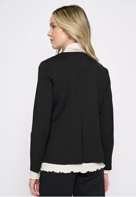 Picadilly DM413 Women's LS Leather Detail Zip Up Jacket/BLACK