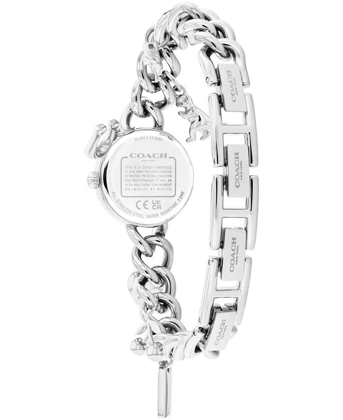Coach 14504649 Women's Iris Silver-Tone S.Steel Charm Bracelet & Pink Dial Watch