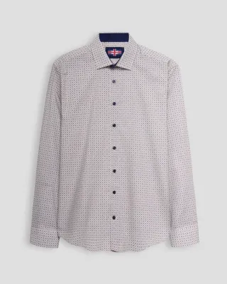Soul of London SOSL262711 Men's Long Sleeve Motif Sport Shirt – White