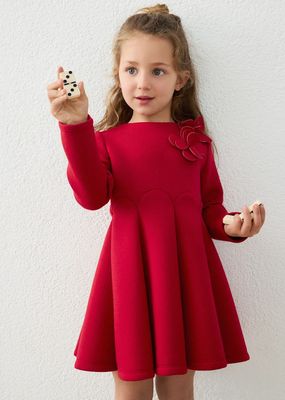 Mayoral 4928 Girl's LS Floral Accent Dress/