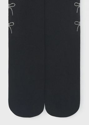 Mayoral 10328 Girl's Youth Bow Stud Tights/BLACK