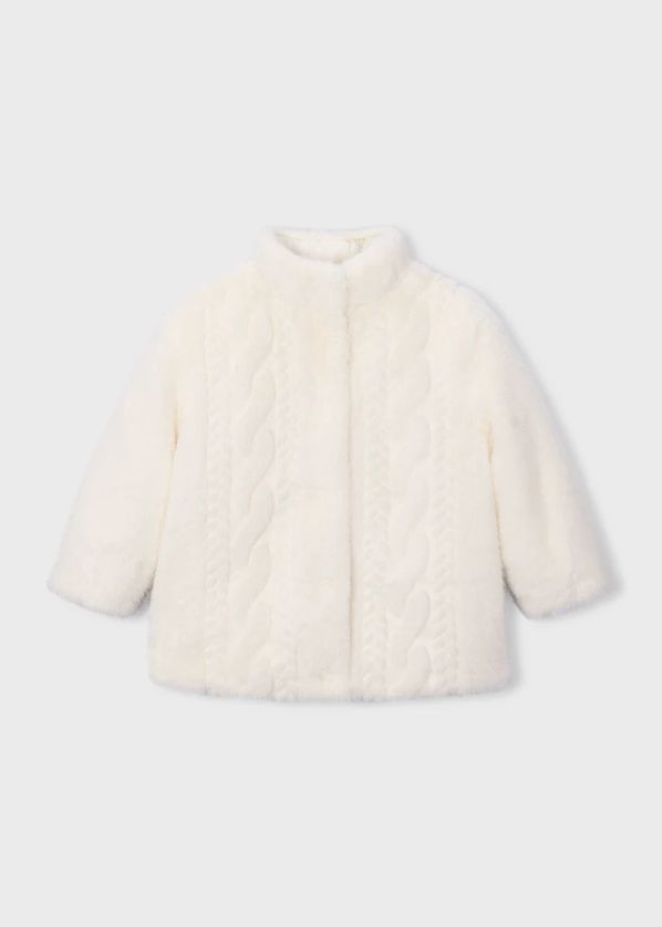 Mayoral 4415 Girl's Junior Snap Button Closure Faux Fur Coat