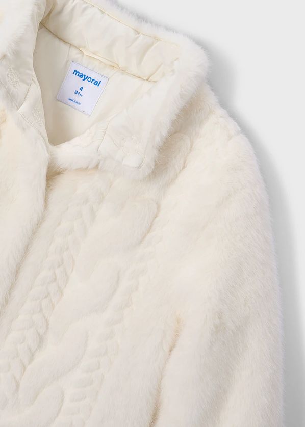 Mayoral 4415 Girl's Youth Snap Button Closure Faux Fur Coat