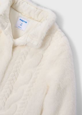 Mayoral 4415 Girl's Youth Snap Button Closure Faux Fur Coat/
