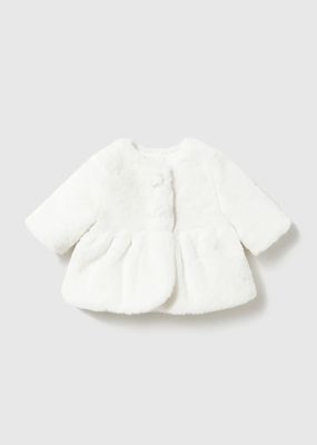 Mayoral 2406 Baby Girl's  Snap Button Closure Faux Fur Coat/CRUDO