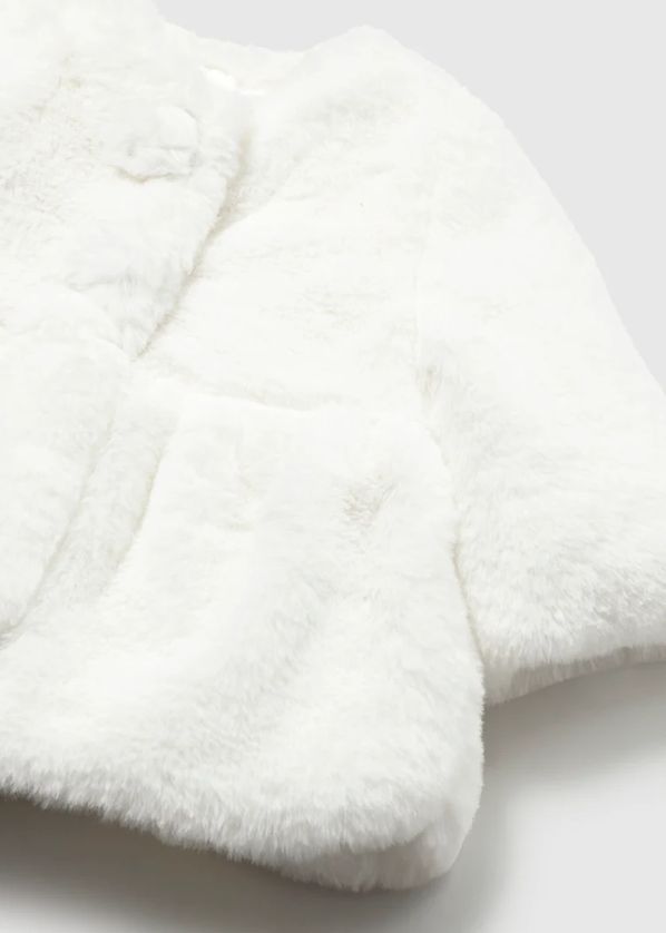 Mayoral 2406 Baby Girl's Snap Button Closure Faux Fur Coat – Crudo