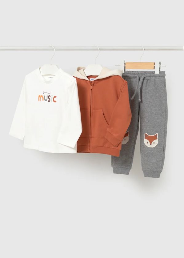 Mayoral 2832 Boy's Junior Long Sleeve T-Shirt, Fox Zip-Up Jacket & Jogger Tracksuit Set 3PC – Teja