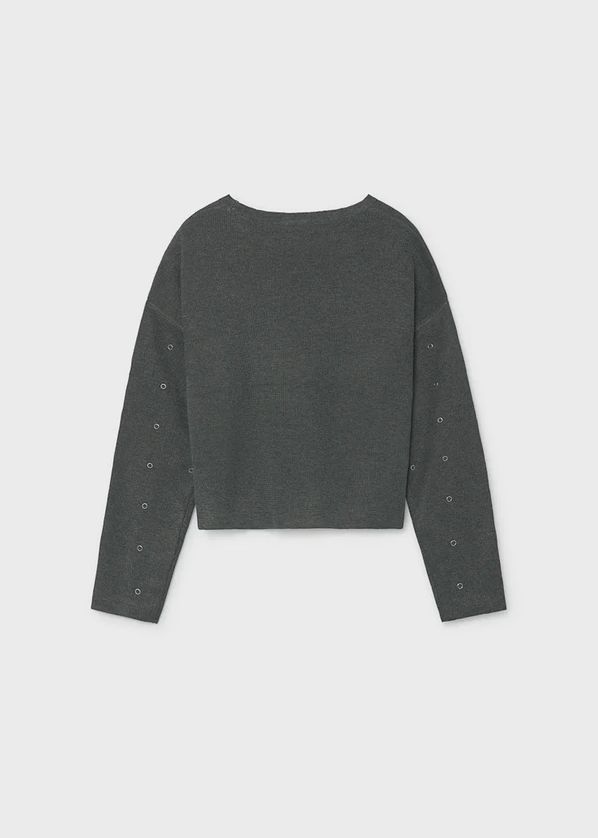 Mayoral 7336 Girl's Youth Long Sleeve Stud Sweater – Plomo
