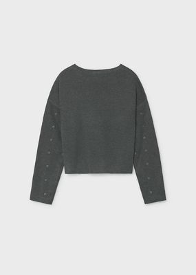 Mayoral 7336 Girl's Youth LS Stud Sweater/PLOMO