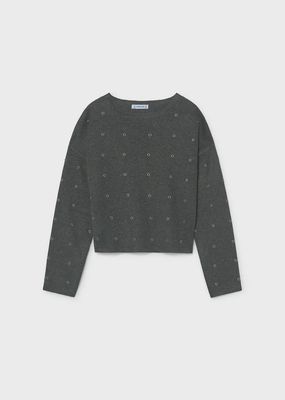 Mayoral 7336 Girl's Youth LS Stud Sweater/PLOMO