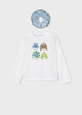 Mayoral 4028 Girl's Junior LS T-Shirt & Scrunchie Set 2PC/CRUDO