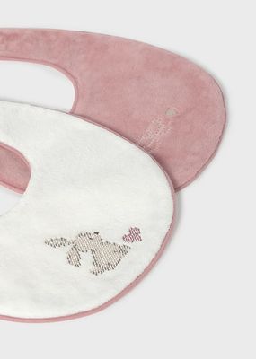 Mayoral 9138 Baby Girl's Embroidered Bunny Velvet Bib Set 2PC 3M/