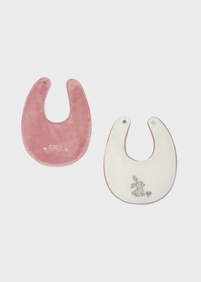 Mayoral 9138 Baby Girl's Embroidered Bunny Velvet Bib Set 2PC 3M/