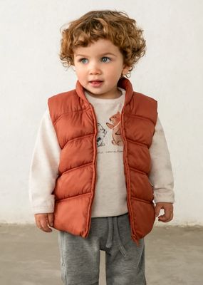 Mayoral 2687 Baby Boy's Long Sleeve Sweater, Puffer Vest & Jogger Set 3PC