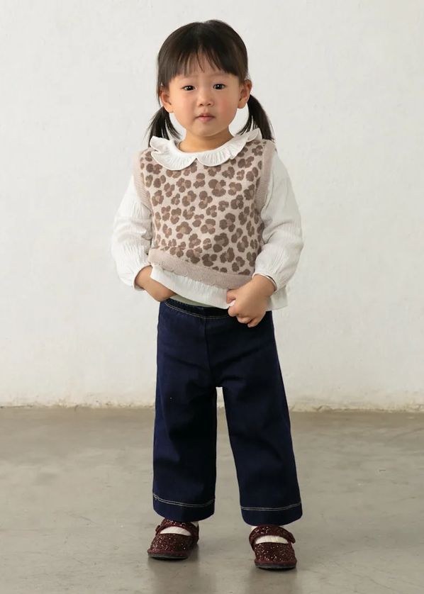 Mayoral 2536 Baby Girl's Long Sleeve Leopard Print Attached Vest Top & Pants Set 2PC – Nuez