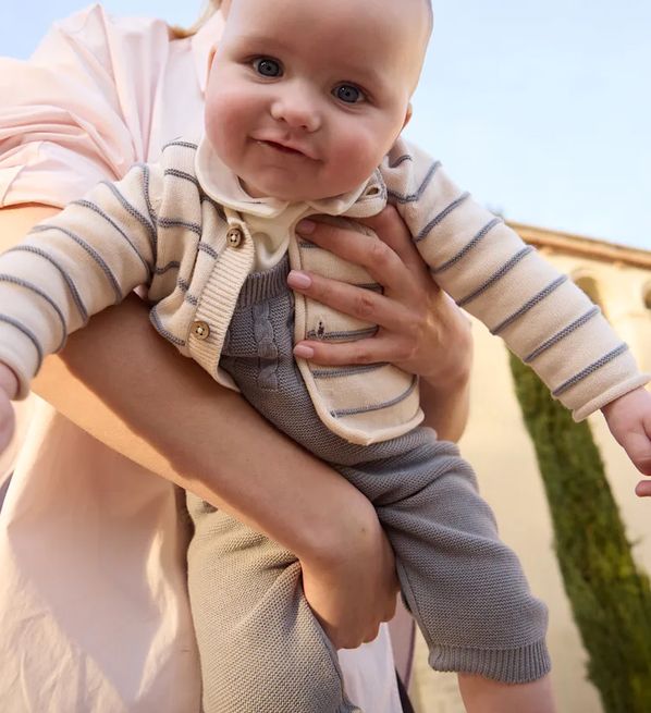 Mayoral 2609 Baby's Long Sleeve Top, Cardigan & Knit Overall Set 3PC