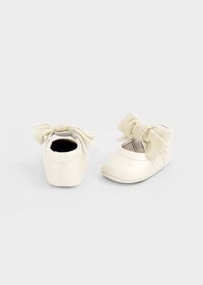 Mayoral 9158 Baby Girl's Velcro Closure & Velvet Bow Detail Mary Jane Shoes/