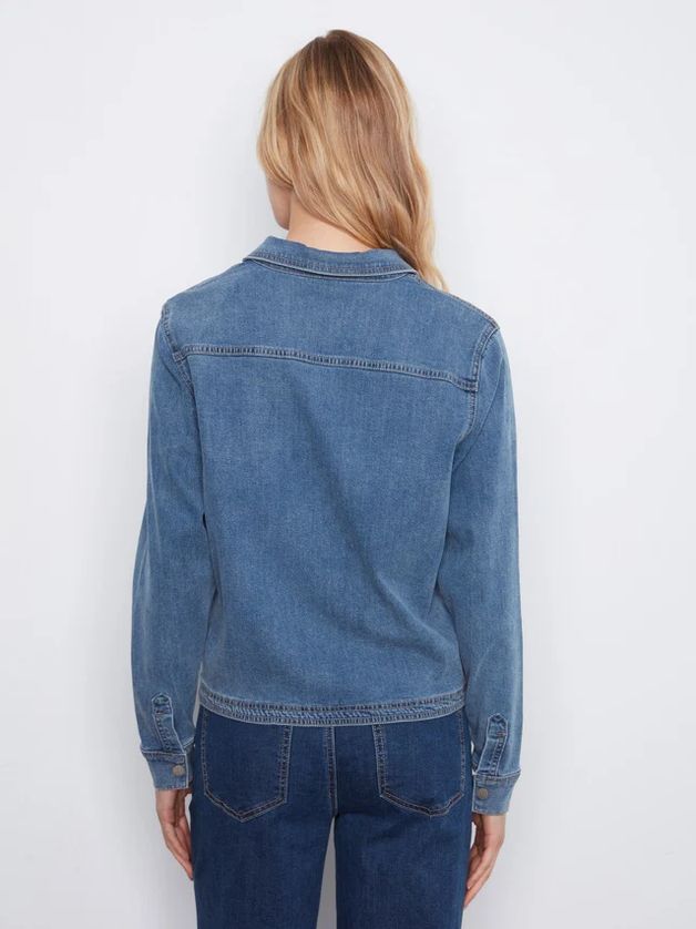 Charlie B C4714-696C Women's Long Sleeve Tencel Denim Shirt – Medium Blue