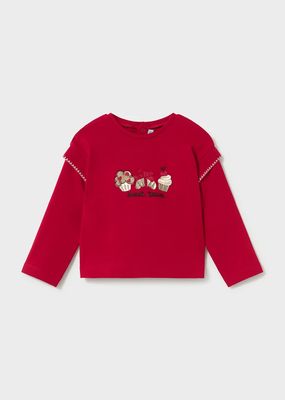 Mayoral 2088/560 Girl's Junior Long Sleeve Sweet Team T-Shirt & Fleece Pants Set 2PC – Red&black
