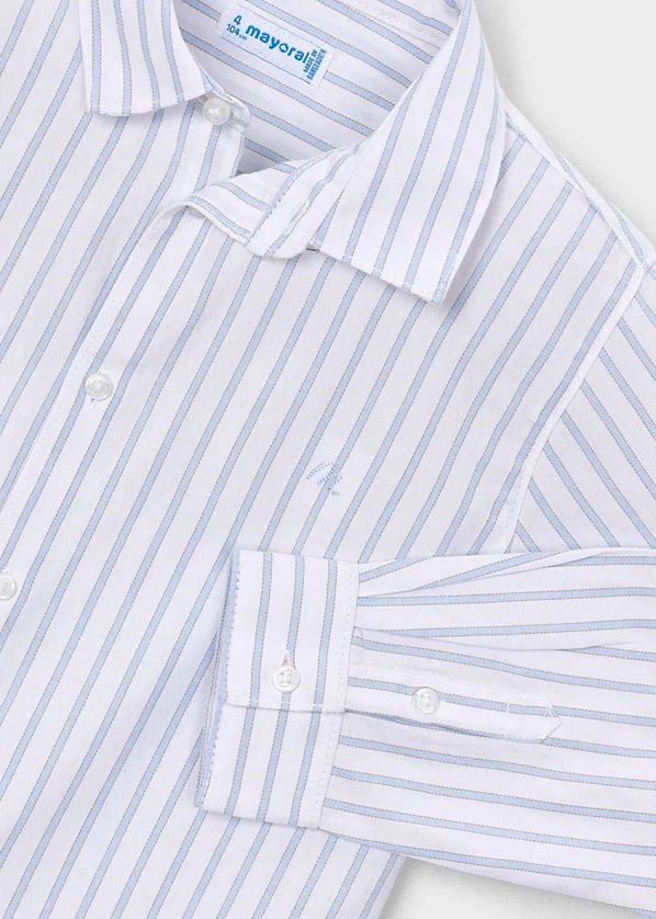 Mayoral 146 Boy's Junior Button-Up Stripe Dress Shirt