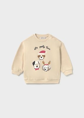 Mayoral 2418 Girl's Junior LS Dog Print Sweater/