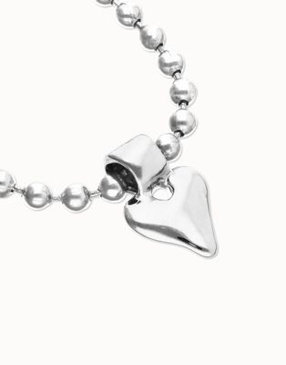 UNOde50 PUL2636OROMTL0M Heart Beat Charm Silver Beaded Bracelet/ M