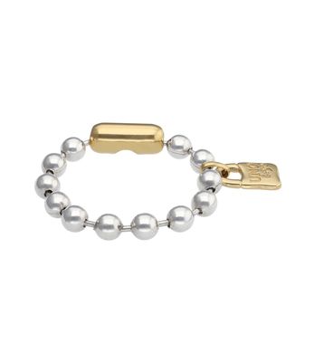 UNOde50 PUL1215OROMTL0L Gold Padlock Charm Silver Beaded Bracelet