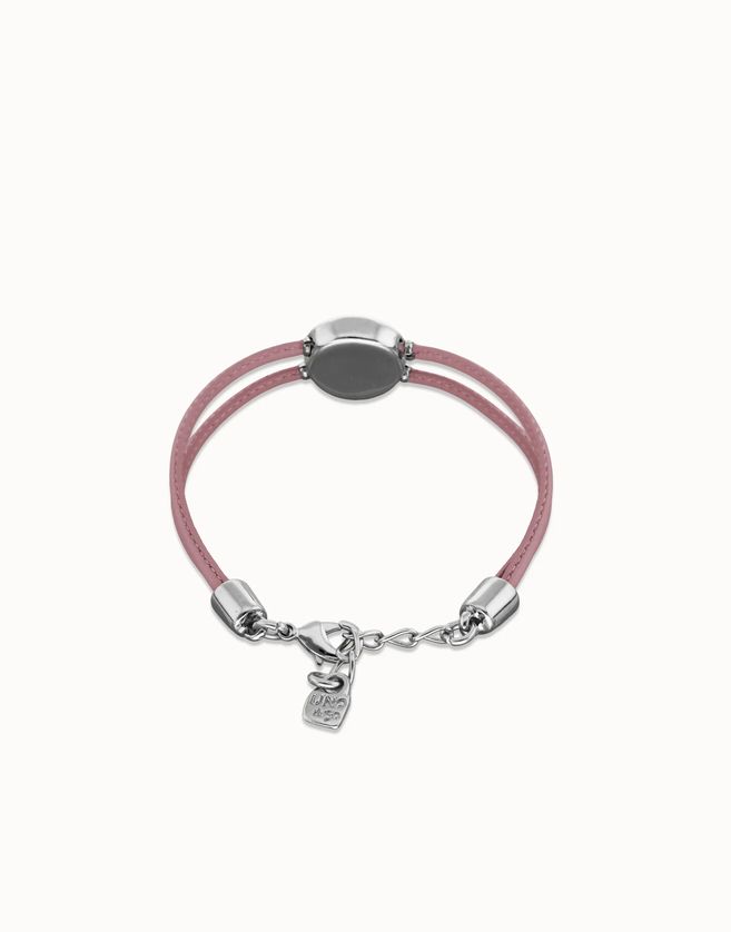Unode50 PUL2601 Silver Eye & Crystal Double Leather Bracelet