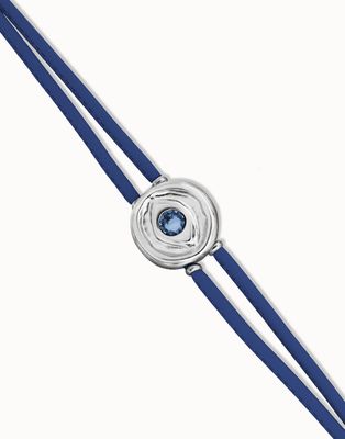 Unode50 PUL2601 Silver Eye & Crystal Double Leather Bracelet/