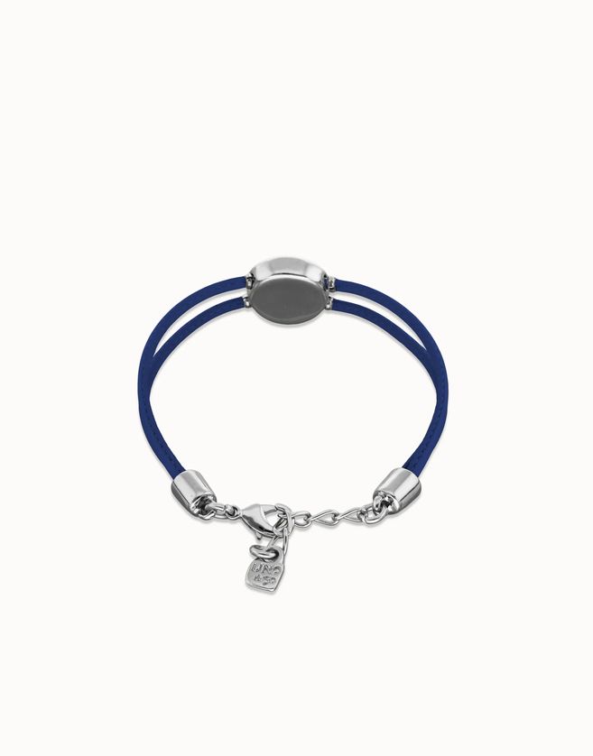 Unode50 PUL2601 Silver Eye & Crystal Double Leather Bracelet