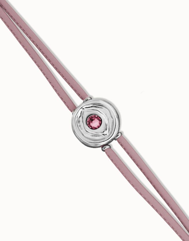 Unode50 PUL2601 Silver Eye & Crystal Double Leather Bracelet