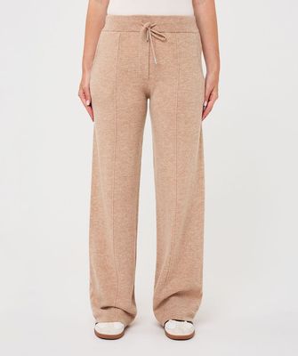 Esqualo F26.07521 Women's Rhinestone Detail Wide Leg Wool Knit Pants/