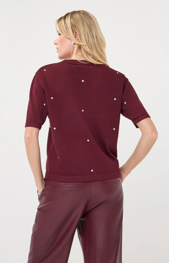 Esqualo F26.07516 Women's Short Sleeve Stud Accent Top