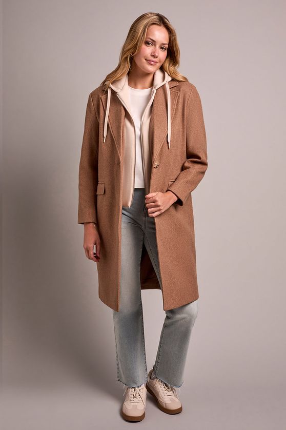Tribal 5942O-5369 Women's Car Coat w/ Fooler Hoodie