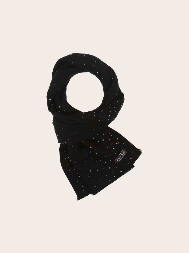 FRAAS 623546 Women's Cashmink Rhinestone Detail Fringed Scarf