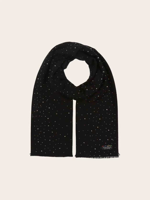 FRAAS 623546 Women's Cashmink Rhinestone Detail Fringed Scarf