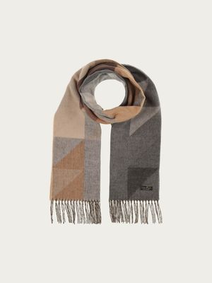 FRAAS 620002 Women's Cashmink Geometric Design & Tassel Scarf/