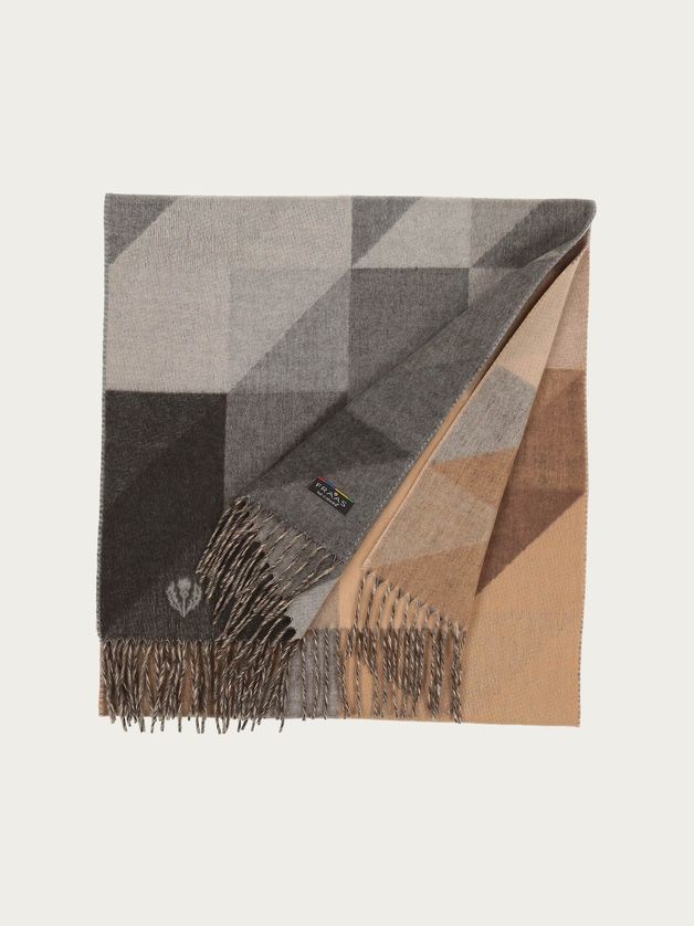 FRAAS 620002 Women's Cashmink Geometric Design & Tassel Scarf