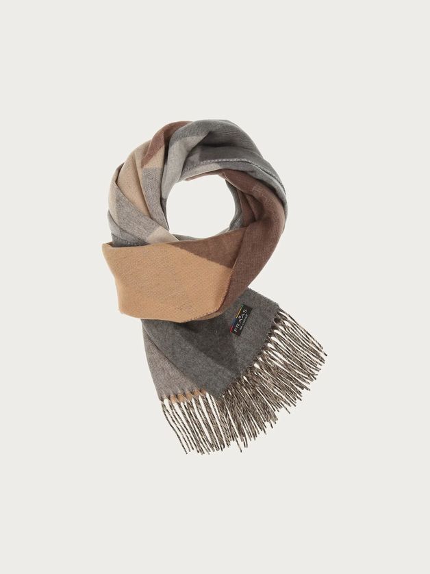 FRAAS 620002 Women's Cashmink Geometric Design & Tassel Scarf
