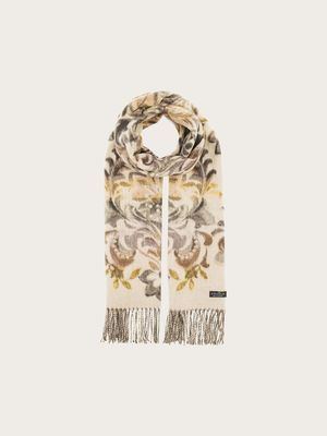 FRAAS 620015 Women's Cashmink Floral Design & Tassel Scarf/