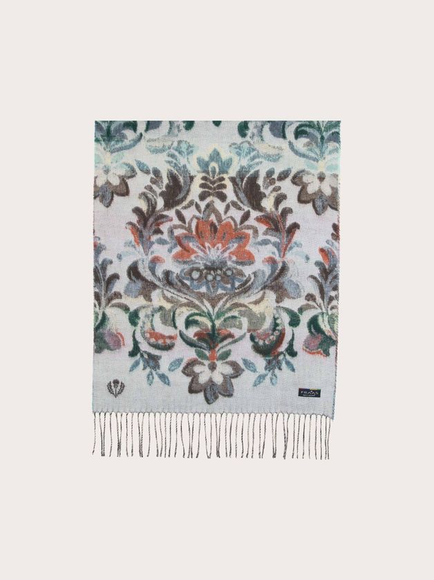 FRAAS 620015 Women's Cashmink Floral Design & Tassel Scarf