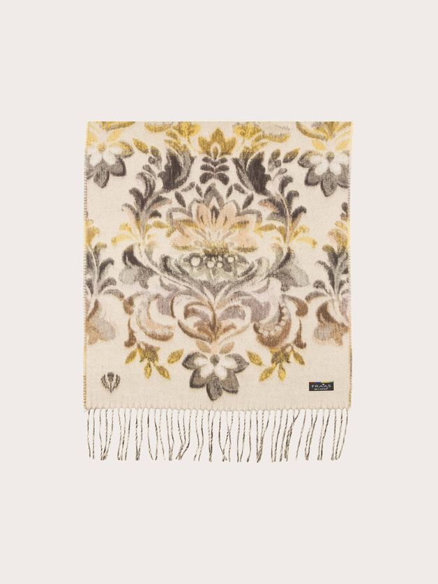 FRAAS 620015 Women's Cashmink Floral Design & Tassel Scarf